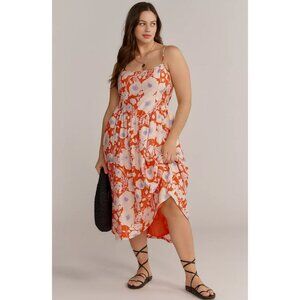 NWT Anthropologie Maeve Sleeveless Square-Neck Drop-Waist Midi Dress